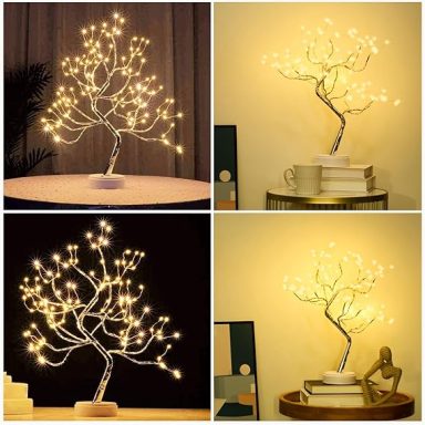 An artificial tree with candles that shines softly in a room.